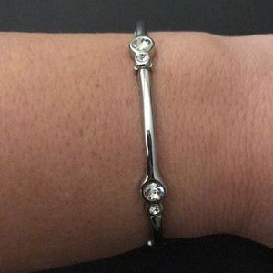 Lia Sophia silver & rhinestone stretch bangle
